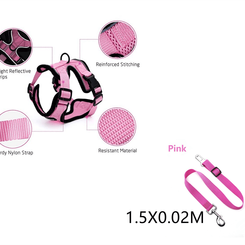 Escapeguard Cat Vest Harness And Car Seat Belt Adapter - Adjustable, Reflective, And Escape-Proof Harness For Cats And Small Dogs