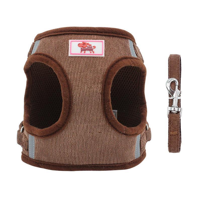 Breathable Vest-Style Puppy Chest Harness With Traction Rope-3