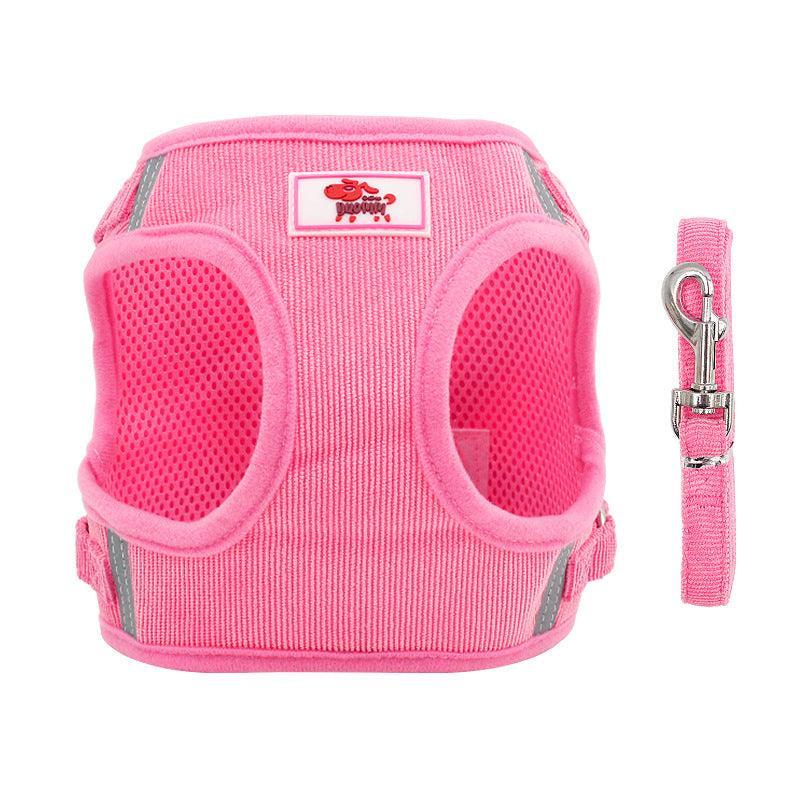 Breathable Vest-Style Puppy Chest Harness With Traction Rope-4