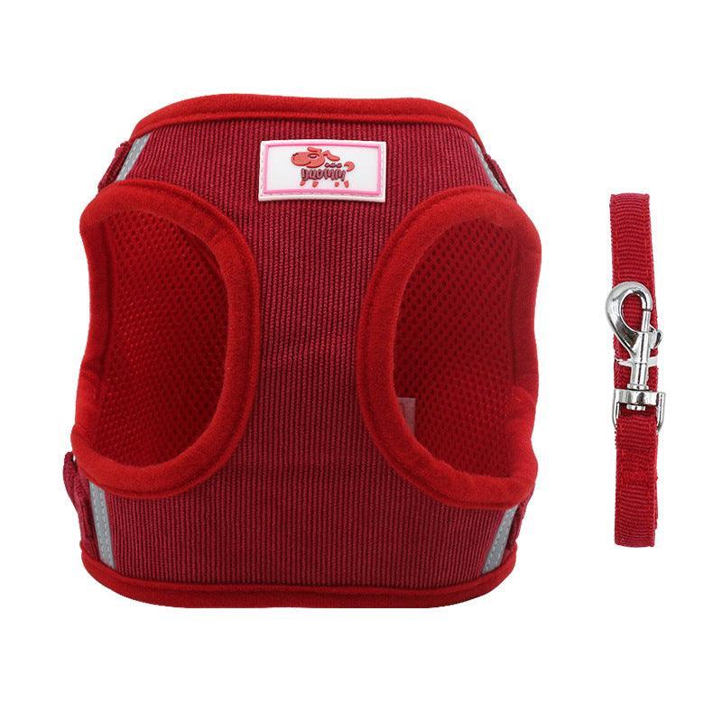 Breathable Vest-Style Puppy Chest Harness With Traction Rope-2