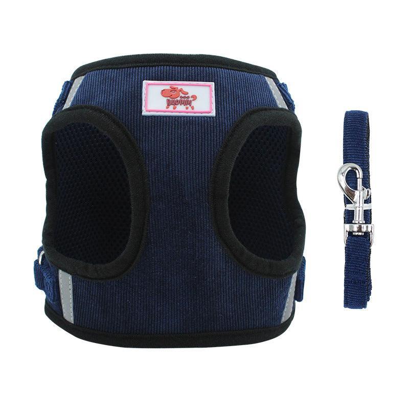 Breathable Vest-Style Puppy Chest Harness With Traction Rope-0