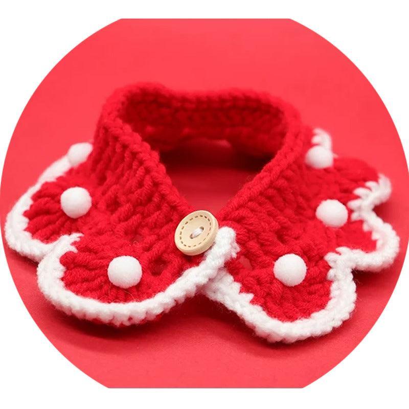 Cozy Bowknot Wool Knitted Saliva Towel - Perfect For Pets!-2