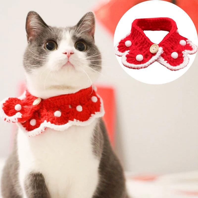 Cozy Bowknot Wool Knitted Saliva Towel - Perfect For Pets!-3